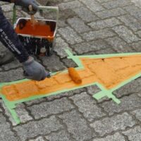 裏磐梯諸橋近代美術館様　区画線消し　矢印塗装　　