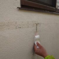 外壁クラック補修　テクスチャーノンカット工法　　会津若松　