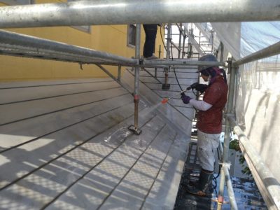 市内塗り替え　下塗り　中塗り　　会津若松